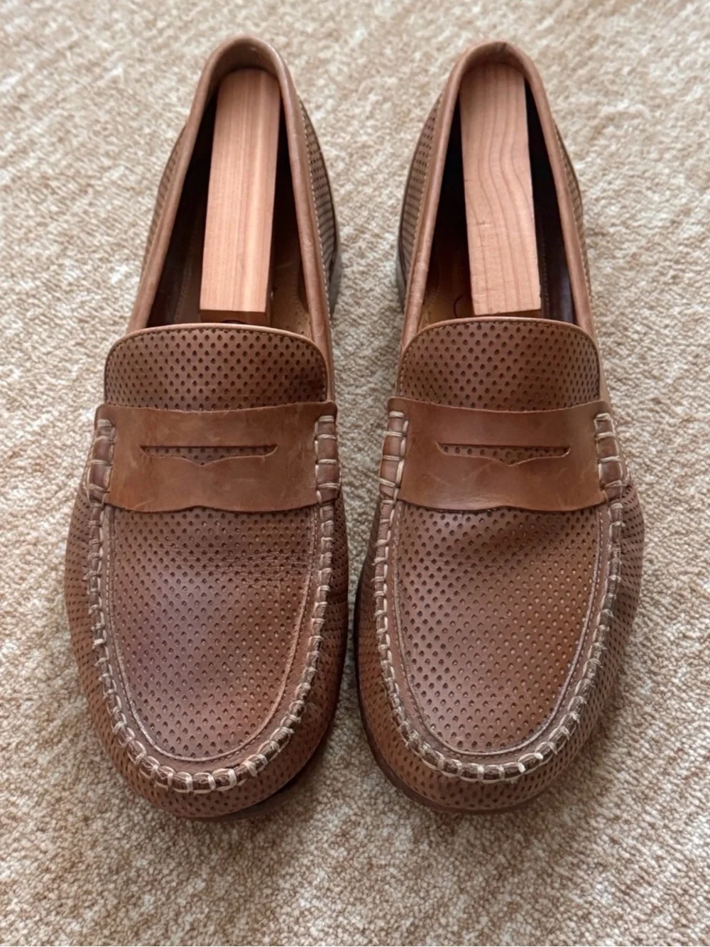 Martin Dingman Perforated Leather Penny Loafers